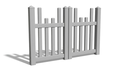 4' Tall x 6' Wide Double Drive Swing Vinyl Gate For Vinyl Fences (AFC-97) - Light Gray