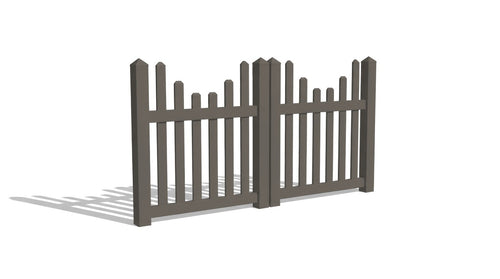 4' Tall x 8' Wide Double Drive Swing Vinyl Gate For Vinyl Fences (AFC-97) - Dark Gray