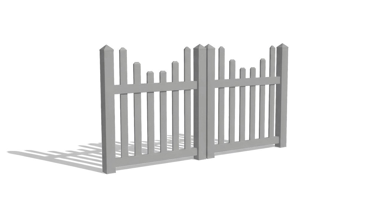 4' Tall x 8' Wide Double Drive Swing Vinyl Gate For Vinyl Fences (AFC-97)