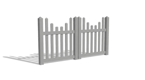 4' Tall x 8' Wide Double Drive Swing Vinyl Gate For Vinyl Fences (AFC-97) - Light Gray
