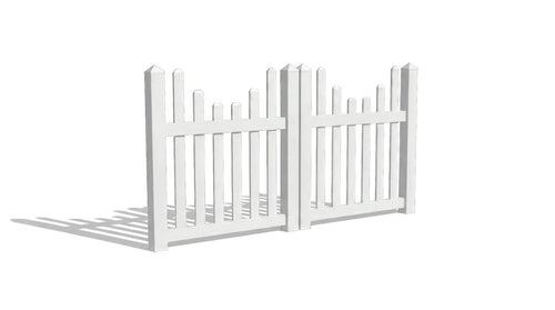 4' Tall x 8' Wide Double Drive Swing Vinyl Gate For Vinyl Fences (AFC-97) - White