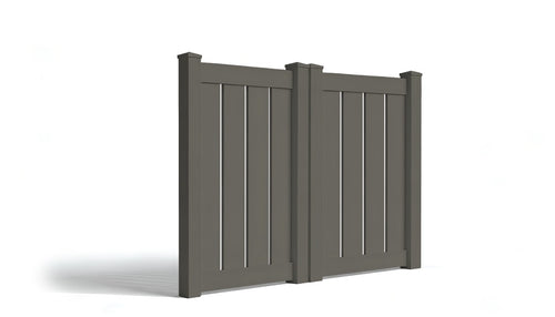 5' Tall x 6' Wide Double Drive Swing Vinyl Gate For Vinyl Fences (AFC-C32) - Dark Gray