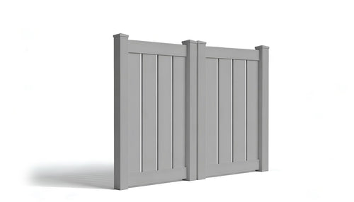 5' Tall x 6' Wide Double Drive Swing Vinyl Gate For Vinyl Fences (AFC-C32) - Light Gray