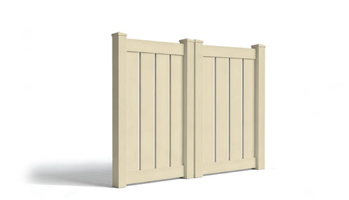5' Tall x 6' Wide Double Drive Swing Vinyl Gate For Vinyl Fences (AFC-C32) - Tan