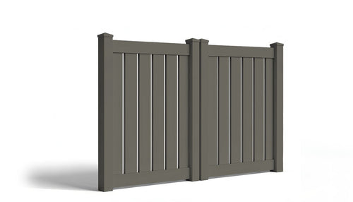 5' Tall x 8' Wide Double Drive Swing Vinyl Gate For Vinyl Fences (AFC-C32) - Dark Gray