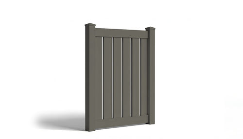 5' Tall x 4' Wide Single Swing Vinyl Gate For Vinyl Fences (AFC-C32) - Dark Gray