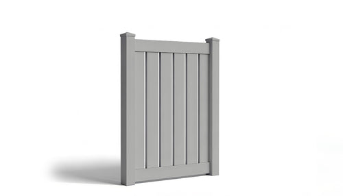 5' Tall x 4' Wide Single Swing Vinyl Gate For Vinyl Fences (AFC-C32) - Light Gray