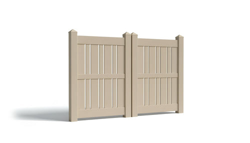 6' Tall x 6' Wide Double Drive Swing Vinyl Gate For Vinyl Fences (AFS-23) - Adobe