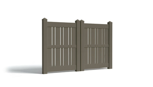 6' Tall x 6' Wide Double Drive Swing Vinyl Gate For Vinyl Fences (AFS-23) - Dark Gray