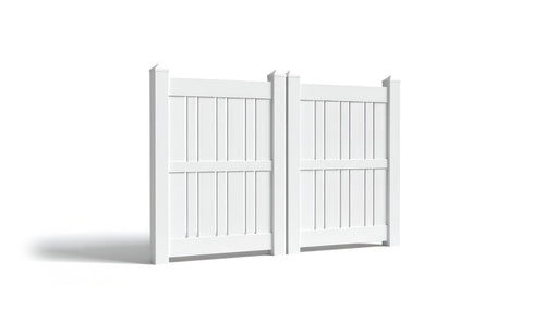 6' Tall x 6' Wide Double Drive Swing Vinyl Gate For Vinyl Fences (AFS-23) - White