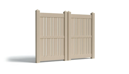 6' Tall x 8' Wide Double Drive Swing Vinyl Gate For Vinyl Fences (AFS-23) - Adobe
