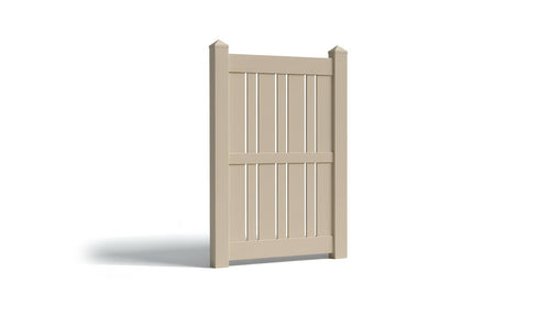 6' Tall x 4' Wide Single Swing Vinyl Gate For Vinyl Fences (AFS-23) - Adobe