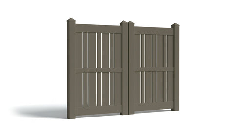 6' Tall x 8' Wide Double Drive Swing Vinyl Gate For Vinyl Fences (AFS-23) - Dark Gray