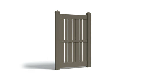 6' Tall x 4' Wide Single Swing Vinyl Gate For Vinyl Fences (AFS-23) - Dark Gray