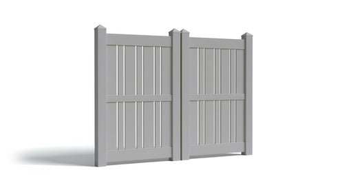 6' Tall x 8' Wide Double Drive Swing Vinyl Gate For Vinyl Fences (AFS-23) - Light Gray