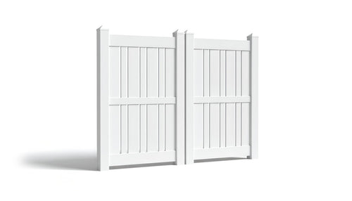 6' Tall x 8' Wide Double Drive Swing Vinyl Gate For Vinyl Fences (AFS-23) - White