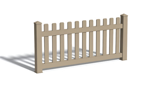 3' tall x 6' wide Semi-Private Open Top AFC-11 Vinyl Fence Panel - Adobe