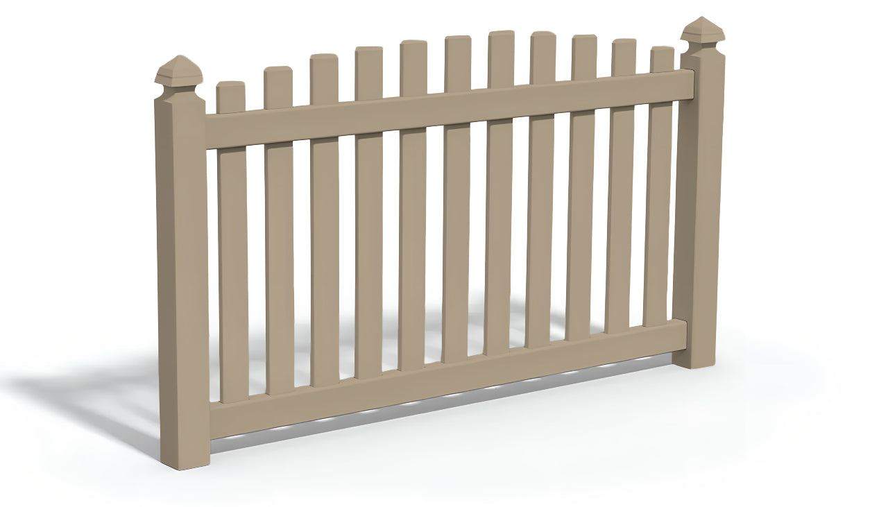 4' Tall x 6' Wide Overscallop Picket Fence Panel w/ 3" Gap For Vinyl Fences (AFC-016)