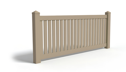 4' Tall x 6' Wide Closed Picket Fence Panel w/ 3" Gap For Vinyl Fences (AFC-17) - Adobe