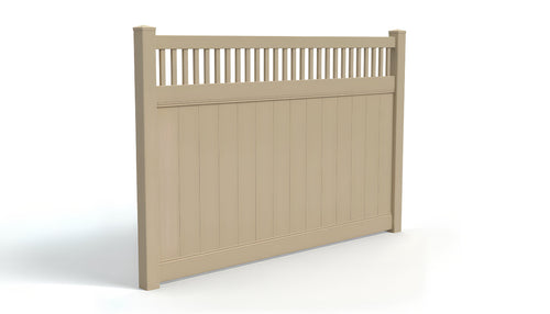 6' tall x 8' wide Privacy w/ Picket Accent AFC-018 Vinyl Fence Panel - Adobe