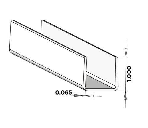 7/8" x 1" x 122" U-Channel For Vinyl Fences - BUY PER PIECE (EACH) / White