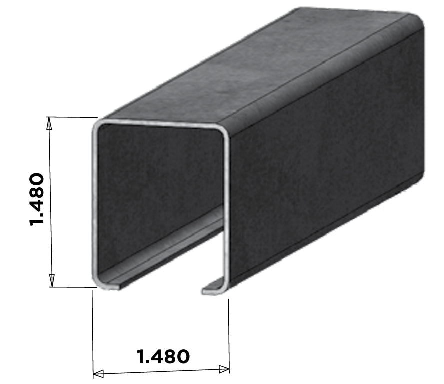 1-3/4" x 1-3/4" x 93" Steel Rail C-Insert For Vinyl Fences