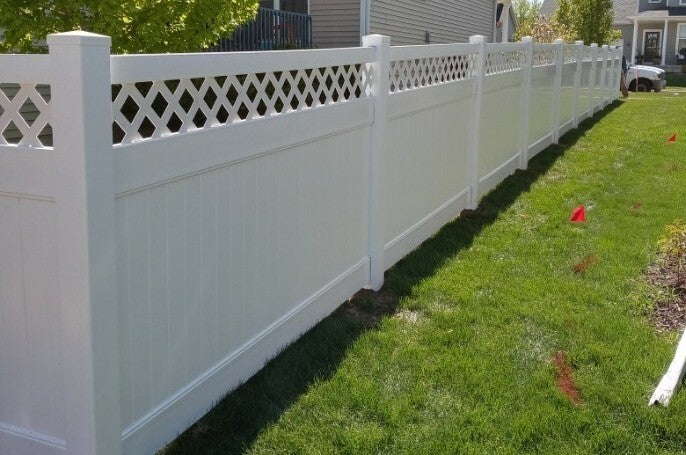 6' Tall x 8' Wide Privacy Fence Panel with Lattice Accent For Vinyl Fences
