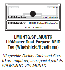 SPLMUNTG Special Order Dual Purpose RFID Tag - Headlamp or Windshield Placement