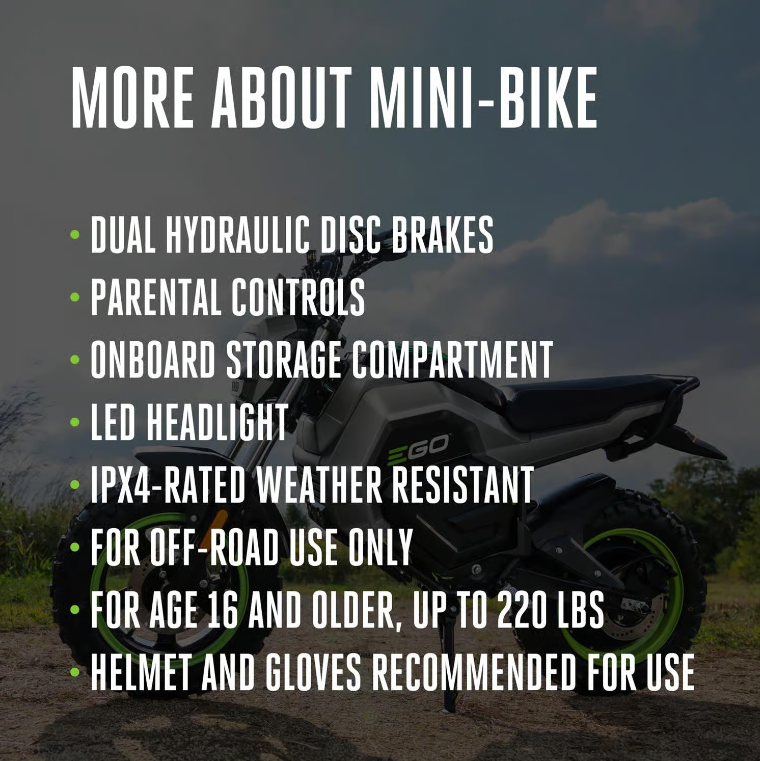 EGO Power+ Unisex Mini Bike KIT (BATTERIES & CHARGER INCLUDED)