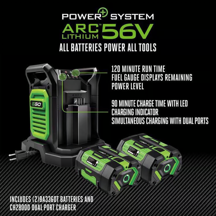 EGO Commercial LBPX8004-2 190 mph 800 CFM 56 V Battery Backpack Leaf Blower Kit (Battery & Charger) W/ (2) 6AH BATTERIES