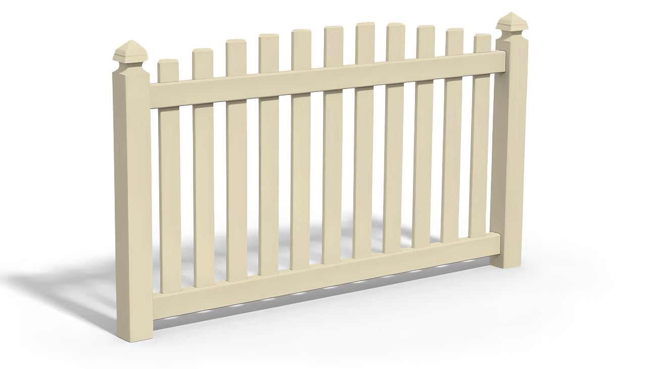 4' Tall x 6' Wide Overscallop Picket Fence Panel w/ 3" Gap For Vinyl Fences (AFC-016)