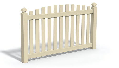 4' Tall x 6' Wide Overscallop Picket Fence Panel w/ 3" Gap For Vinyl Fences (AFC-016) - Tan