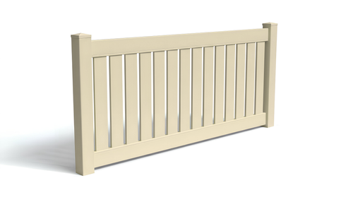 4' Tall x 8' Wide Semi-Privacy Fence Panel w/ 6" Rail For Vinyl Fences (AFC-0304) - Tan