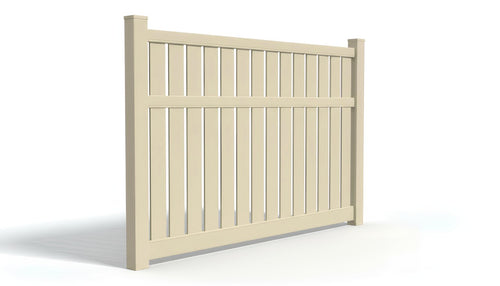 6' Tall x 8' Wide Semi-Private Picket Fence Panel For Vinyl Fences (AFC-034) - Tan
