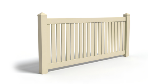 4' Tall x 6' Wide Closed Picket Fence Panel w/ 3" Gap For Vinyl Fences (AFC-17) - Tan