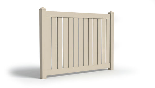 6' Tall x 8' Wide Semi-Privacy Fence Panel w/ 6" Rail For Vinyl Fences (AFC-030) - Tan
