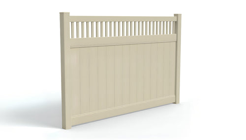 6' tall x 8' wide Privacy w/ Picket Accent AFC-018 Vinyl Fence Panel - Tan