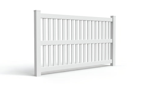 5' Tall x 8' Wide Closed Picket Fence Panel w/ 3" Gap For Vinyl Fences (AFC-014) - White