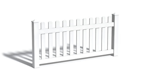 4' Tall x 6' Wide Picket Fence Panel w/ 3" Gap For Vinyl Fences (AFC-15) - White