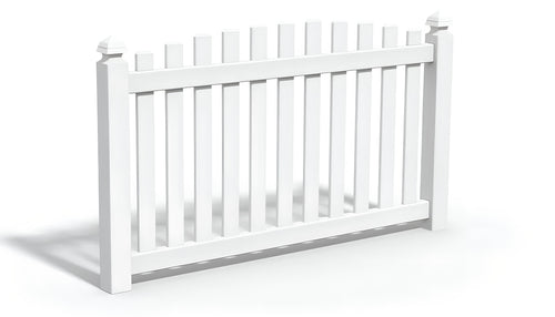 4' Tall x 6' Wide Overscallop Picket Fence Panel w/ 3" Gap For Vinyl Fences (AFC-016) - White