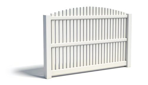 6' Tall x 8' Wide Overscallop Picket Fence Panel w/ 1" Gap For Vinyl Fences (AFC-012) - White