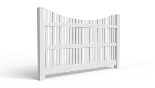 5' Tall x 8' Wide Underscallop Picket Fence Panel w/ 1" Gap For Vinyl Fences (AFC-003) - White