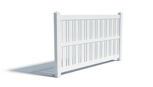 6' Tall x 8' Wide Alternating Picket Fence Panel For Vinyl Fences (AFS-23) - White