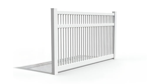 6' Tall x 8' Wide Pool Closed Picket Fence Panel For Vinyl Fences (AFC-017) - White