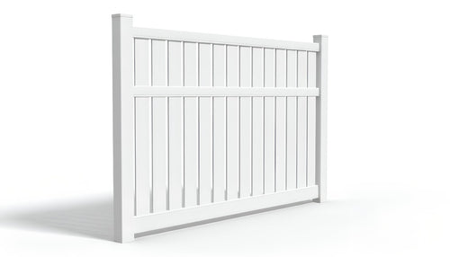 6' Tall x 8' Wide Semi-Private Picket Fence Panel For Vinyl Fences (AFC-034) - White