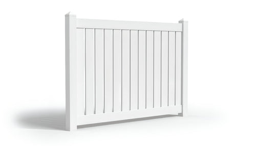 6' Tall x 8' Wide Semi-Privacy Fence Panel w/ 6" Rail For Vinyl Fences (AFC-030) - White