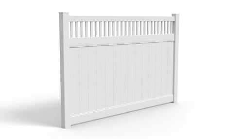 6' tall x 8' wide Privacy w/ Picket Accent AFC-018 Vinyl Fence Panel - White