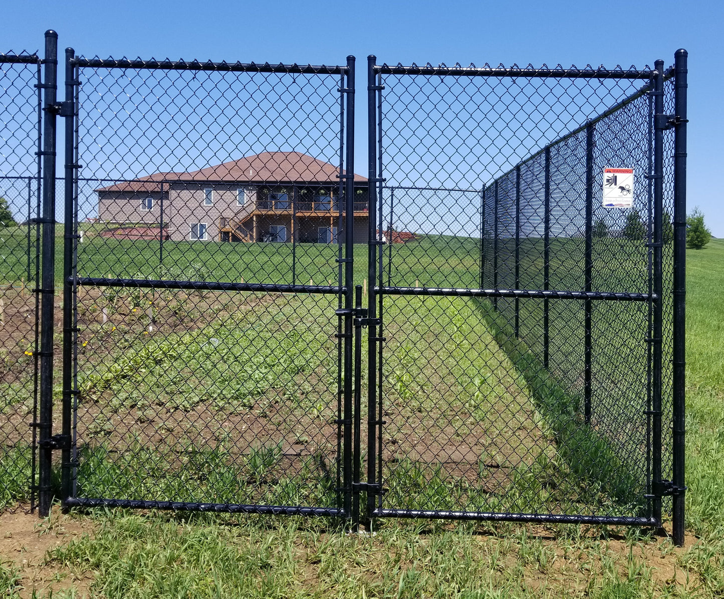 72" Tall - Black Commercial Chain Link Double Drive Gate