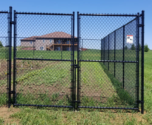 48" Tall - Black Commercial Chain Link Double Drive Gate - 8' x 4' / No Barbwire
