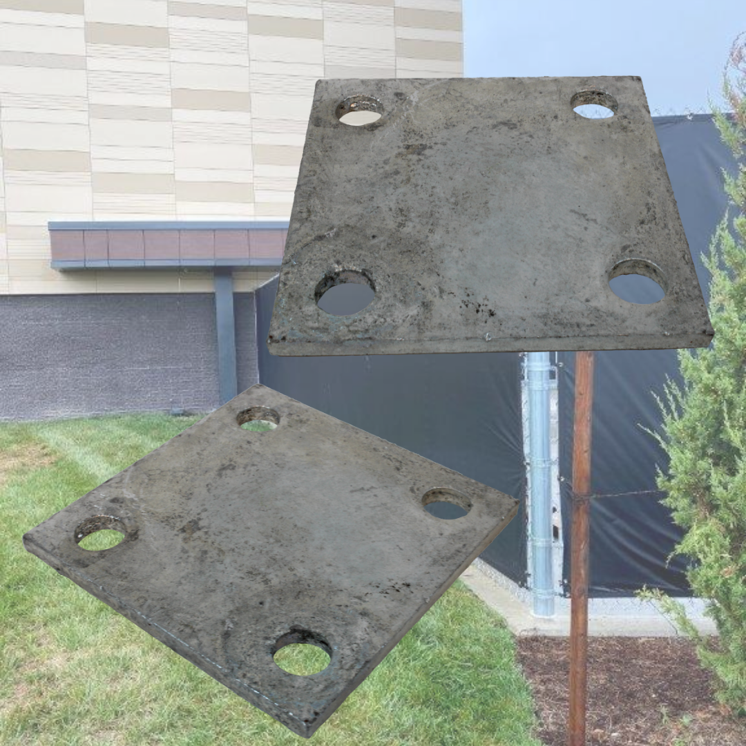 4" Sq. x 1/4" Galvanized Steel Plate for Plated Posts Fences